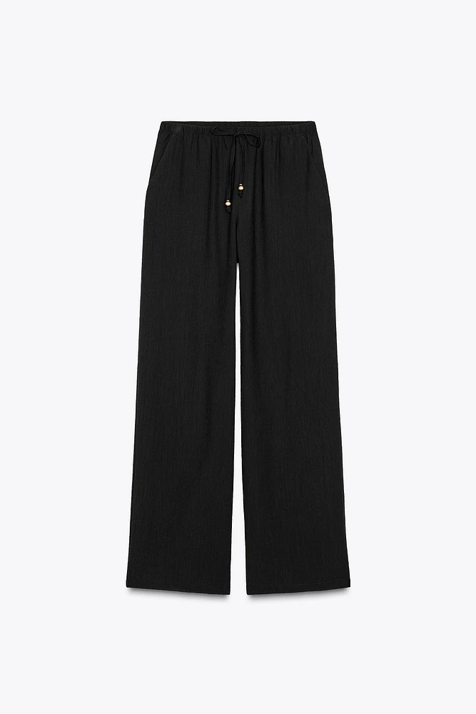 ELASTIC WAIST WIDE LEG PANTS