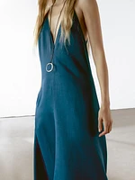 Robe longue fluide à col en V