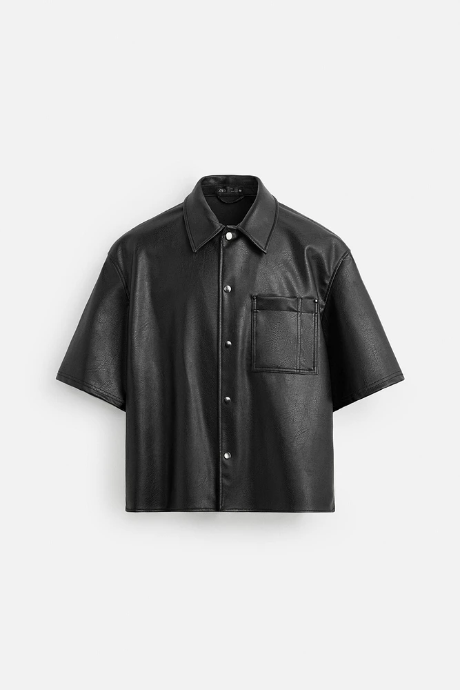 FAUX LEATHER OVERSHIRT