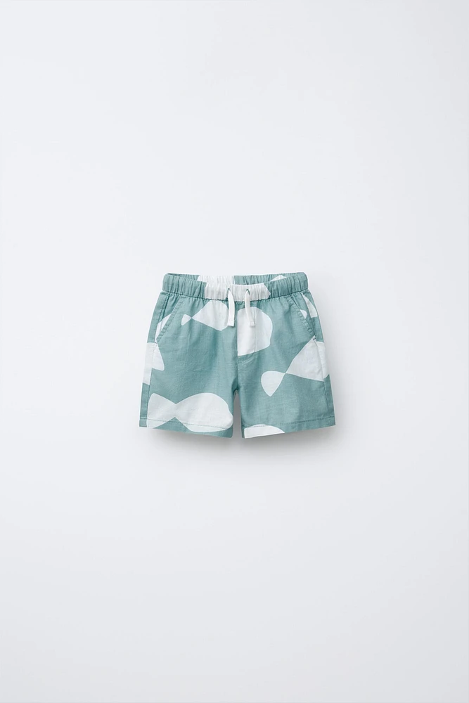 FISH PRINT BERMUDA SHORTS