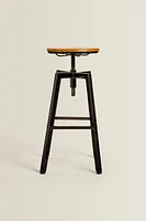 WOOD AND METAL SWIVEL BAR STOOL