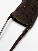 Sac seau à clous en croûte de cuir