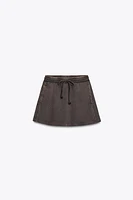 MINI-JUPE EN COTON ÉPAIS EFFET DÉLAVÉ