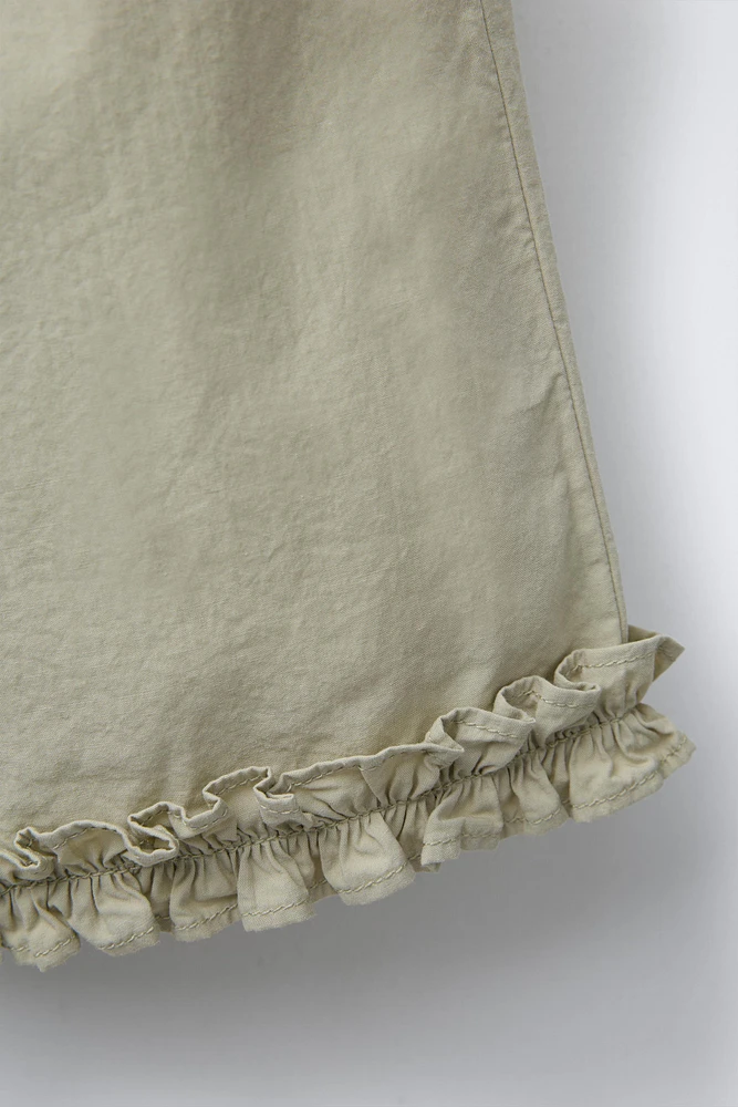 RUFFLED POPLIN PANTS