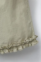 RUFFLED POPLIN PANTS