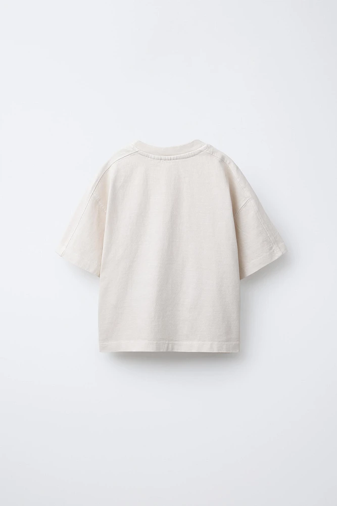 EMBROIDERED PALM TREE WASHED EFFECT T-SHIRT