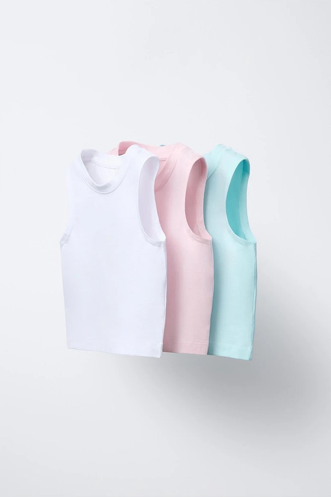 THREE-PACK OF BASIC SLEEVELESS T-SHIRTS