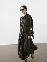 Linen blend sweater with scarf detail