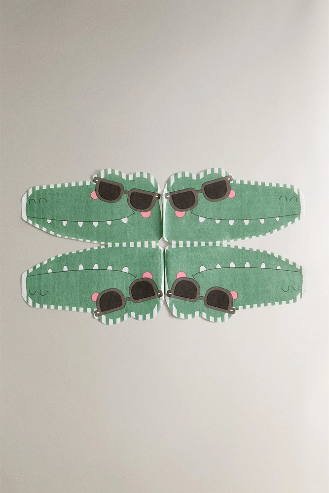 SERVIETTES DE TABLE PAPIER ENFANTS CROCODILE (LOT DE 20)