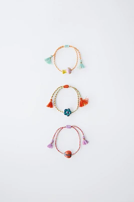 PACK OF THREE CORD BRACELETS WITH CERAMIC