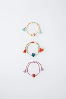 PACK OF THREE CORD BRACELETS WITH CERAMIC