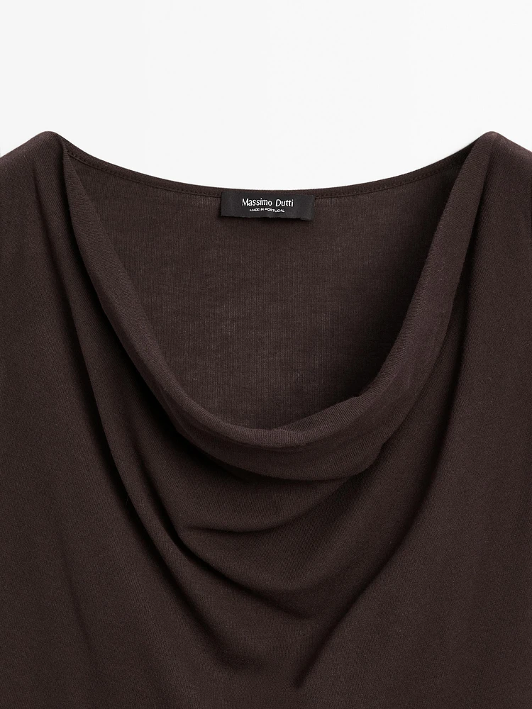 Top encolure drapée 100 % coton