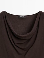 Top encolure drapée 100 % coton