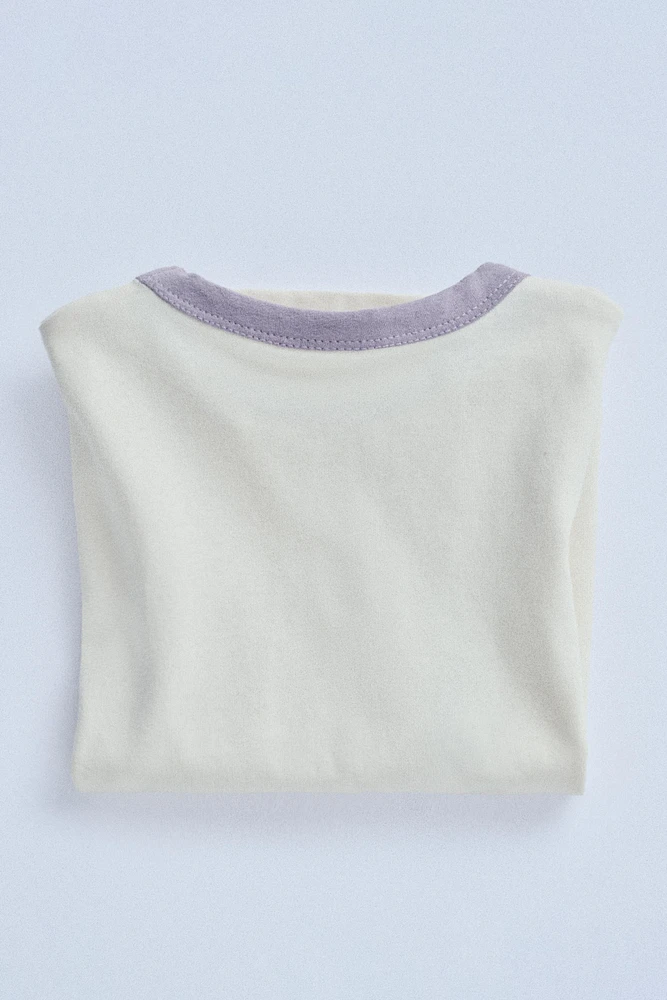 ZARA TIMELESS - SOLID T-SHIRT WITH CONTRAST TRIM