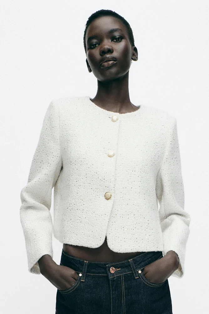 TEXTURED SEQUIN BLAZER