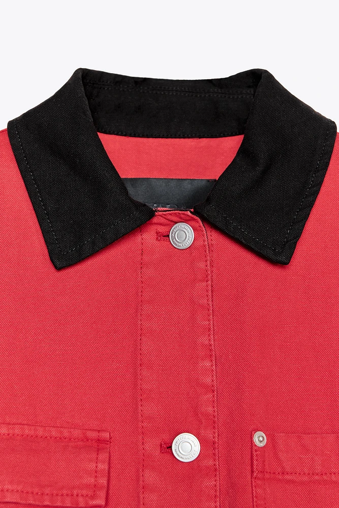 ZW COLLECTION CONTRAST COLLAR OVERSHIRT