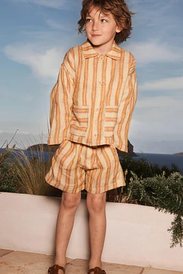 STRIPED 100% LINEN SHORTS LIMITED EDITION