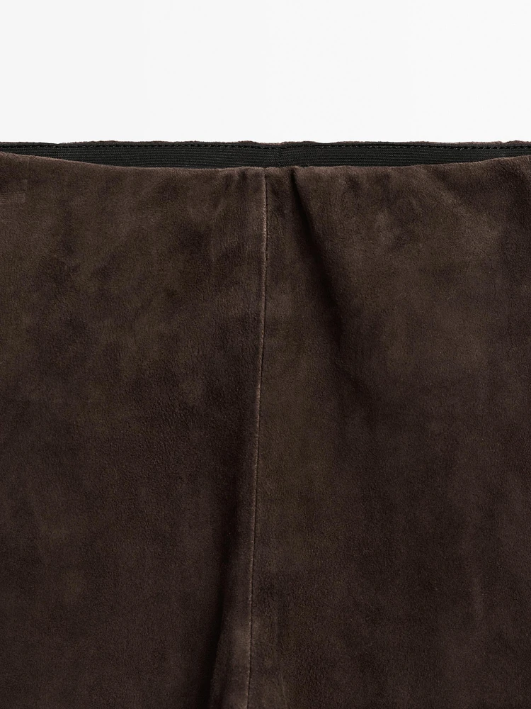 Leggings en cuir finition daim