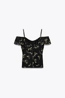 PRINTED TULLE TOP