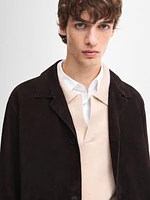 Veste avec poche plaquée en cuir finition daim