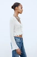 SEMI-SHEER BLOUSE WITH RUFFLES