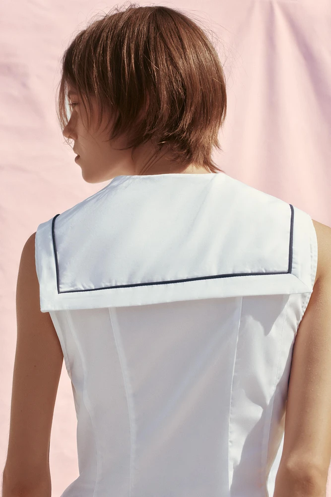 POPLIN TIE TRIM TOP