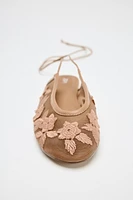 LACED MESH EMBROIDERED BALLET FLATS
