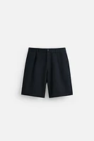 PLEATED REGULAR FIT BERMUDA SHORTS