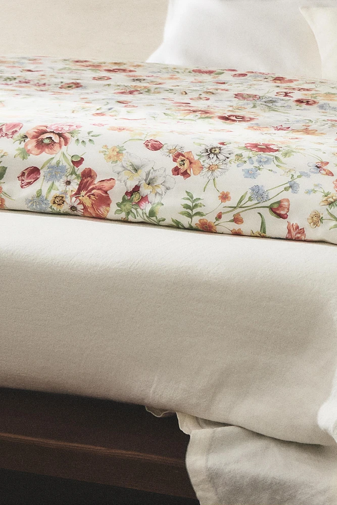HOUSSE DE COUETTE SATIN IMPRIMÉ FLEURS