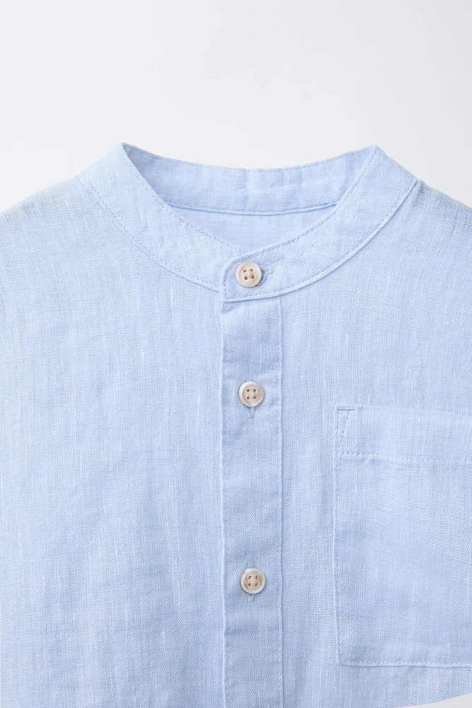 100% LINEN MANDARIN COLLAR SHIRT