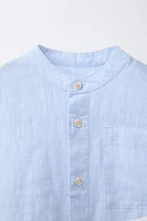 100% LINEN MANDARIN COLLAR SHIRT