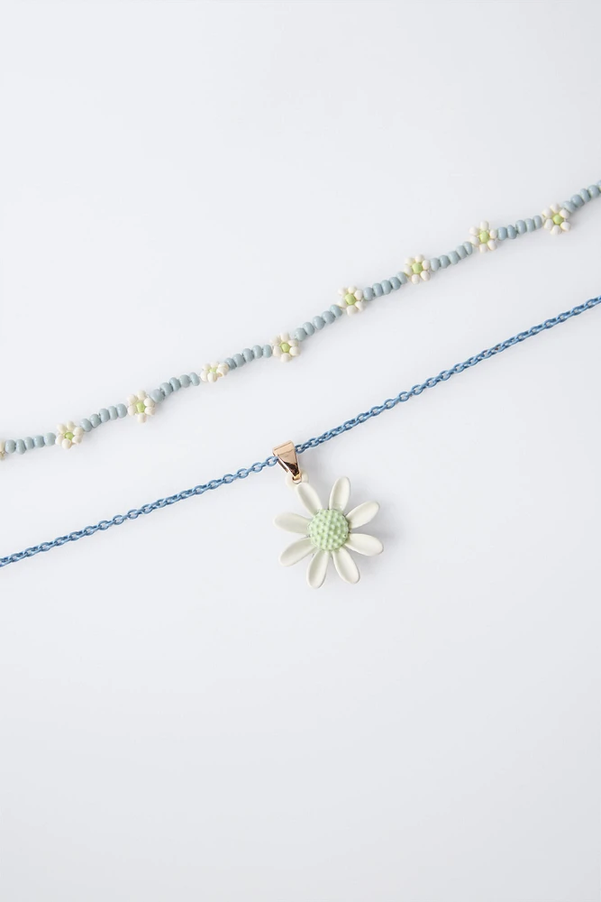 PACK OF TWO DAISY BEAD NECKLACES
