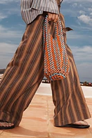 LIMITED EDITION STRIPED BELTED PANTS