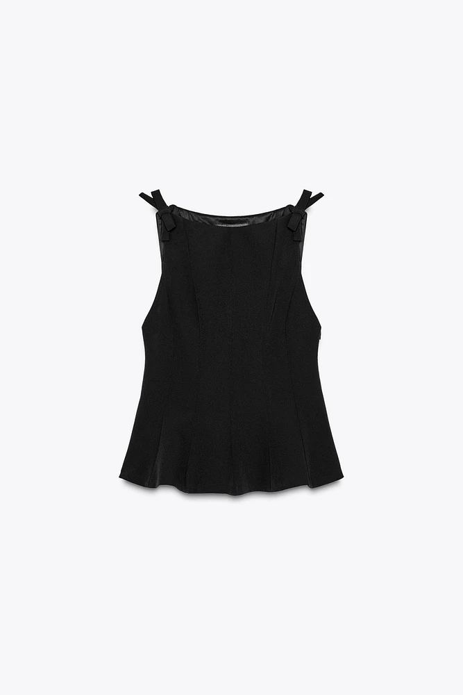 PEPLUM BOWS TOP