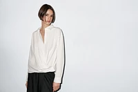 Chemisier drapé bas asymétrique 100 % coton