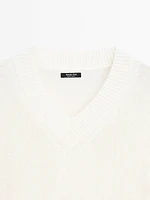 Cotton blend V-neck sweater