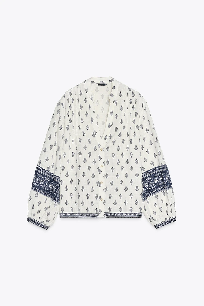 BALLOON SLEEVE PRINTED BLOUSE