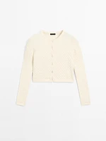 100% cotton cable-knit cardigan