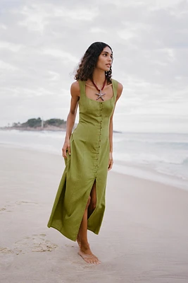 LINEN MIDI DRESS