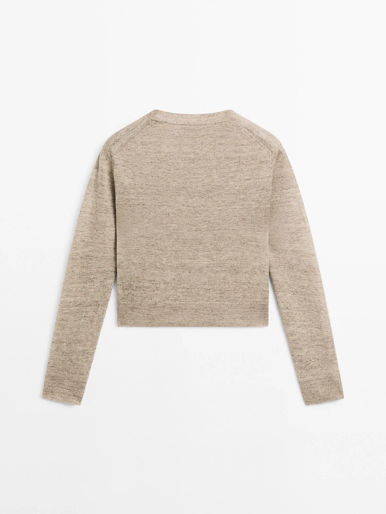 Pull en maille chinée 100 % lin