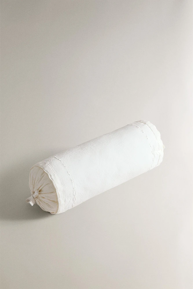 CHILDREN'S BOLSTER CUSHION WITH EMBROIDERED DESIGN
