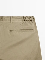 Cotton blend tapered fit trousers