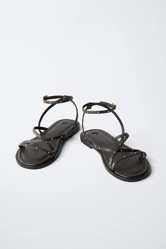 STUDDED LEATHER SANDALS