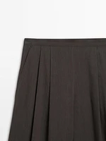 Pantalon plissé en lin mélangé