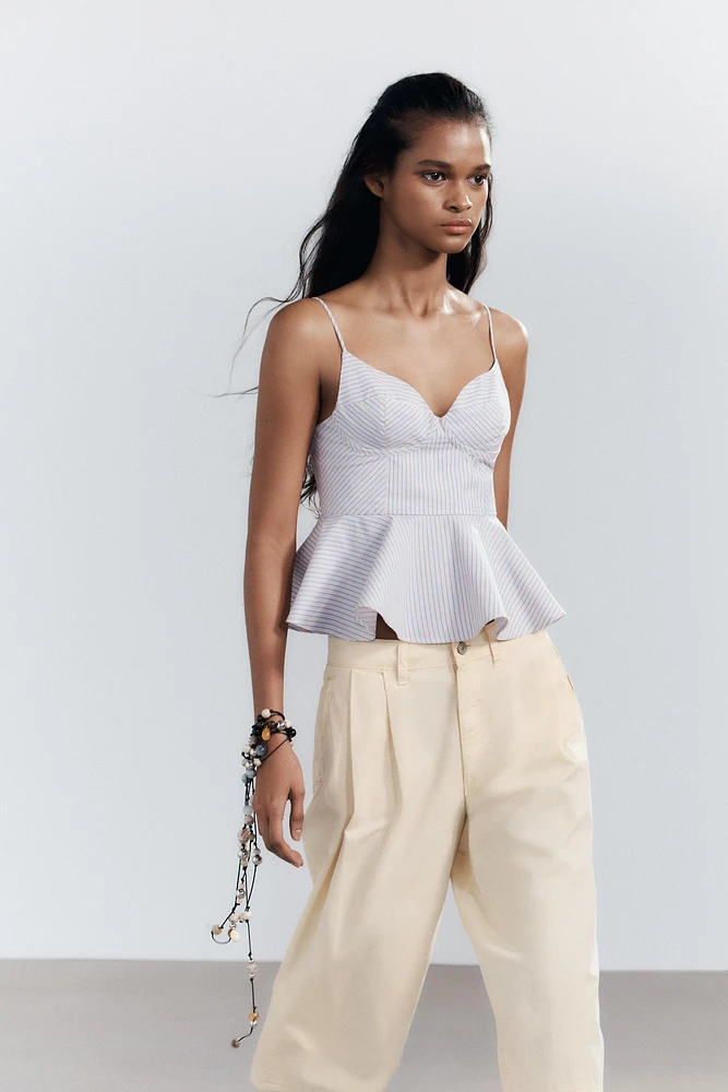 VOLUMINOUS STRIPED POPLIN TOP