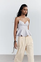 VOLUMINOUS STRIPED POPLIN TOP