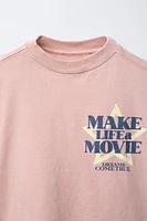 T-SHIRT EFFET DÉLAVÉ ÉTOILE ET INSCRIPTION