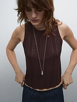 Top maille pointelle de coton mélangé