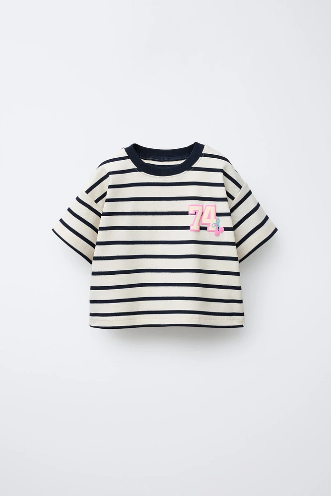 T-SHIRT RAYURES IMPRIMÉ RELIEF