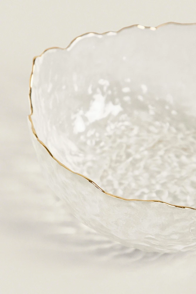GLASS SALAD BOWL WITH RIM